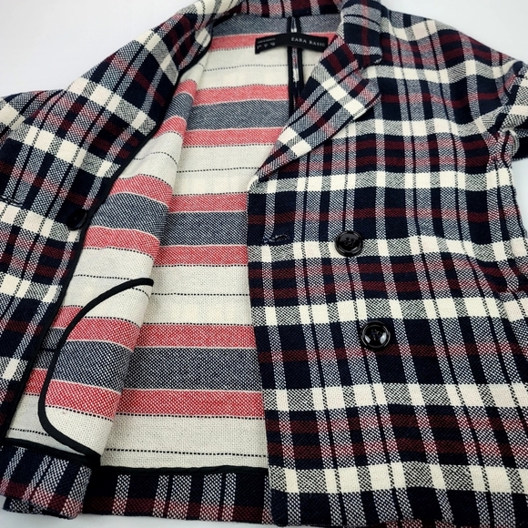 Zara double breasted plaid Cotton blend Blazer size Small - Picture 11 of 13